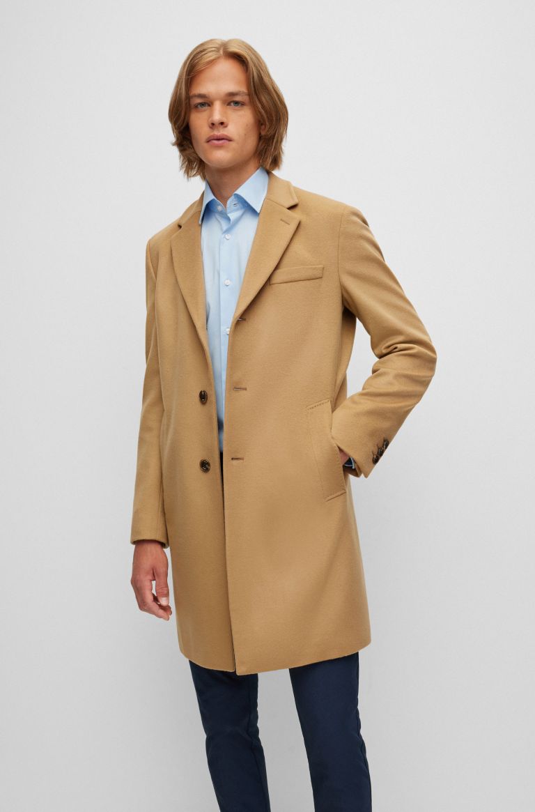 BOSS - Slim-fit coat in wool and cashmere