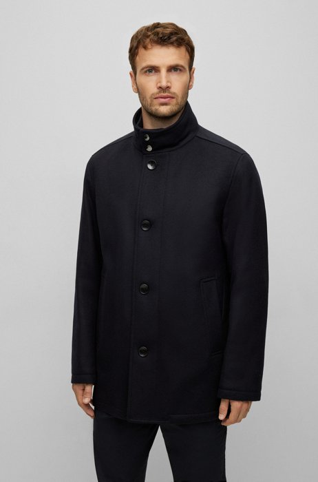 Wool-cashmere coat with inner layer, Dark Blue