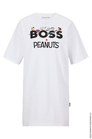 七夕BOSS X PEANUTS联名系列专有艺术风图案棉T恤,  100_White