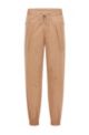 Stretch-cotton satin trousers with pocket details, Beige