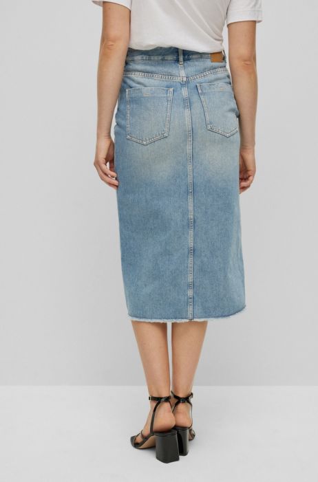 Gonna midi in denim stone-washed HUGO BOSS Donna Abbigliamento Gonne Gonne longuette 