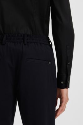 Slim-fit shirt in easy-iron cotton-blend poplin, Black