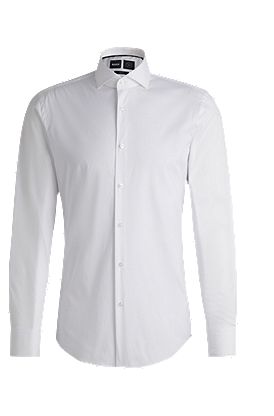 Camisa slim fit de popelín de algodón de planchado fácil