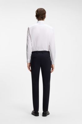 Camicia slim fit in popeline di misto cotone facile da stirare, Bianco