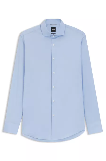 Slim-fit shirt in easy-iron cotton-blend poplin