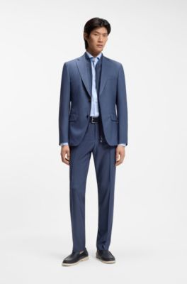 Chemise Slim Fit en popeline de coton m&eacute;lang&eacute; facile &agrave; repasser, bleu clair