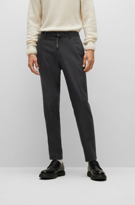 Slim-fit broek van performancemateriaal met stretch HUGO BOSS Heren Kleding Broeken & Jeans Broeken Slim & Skinny Broeken 