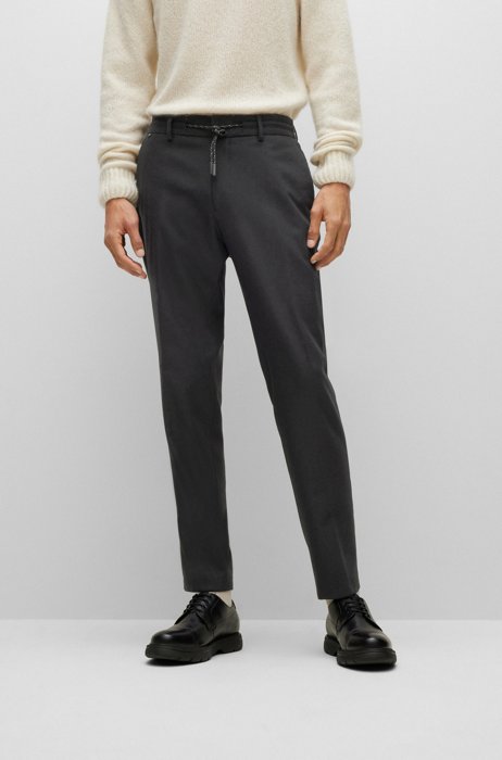 Slim-fit trousers in performance-stretch fabric, Black
