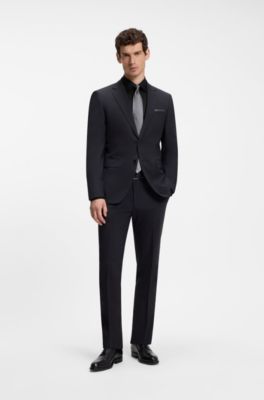 Slim-fit shirt in easy-iron cotton poplin, Black