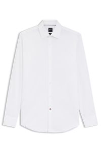 Chemise Slim en popeline de coton facile &agrave; repasser, Blanc