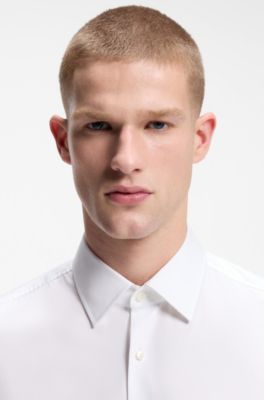 Chemise Slim en popeline de coton facile &agrave; repasser, Blanc