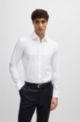 Slim-fit overhemd van gemakkelijk te strijken katoenen popeline, Wit