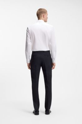 Slim fit skjorte i strygelet bomuldspoplin, Hvid