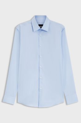 Slim-fit shirt in easy-iron cotton poplin, Light Blue