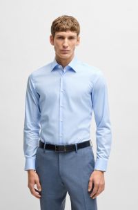 Slim-Fit Hemd aus bügelleichter Baumwoll-Popeline, Hellblau