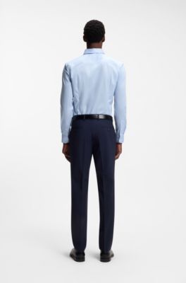 Slim-fit overhemd van gemakkelijk te strijken katoenen popeline, Lichtblauw