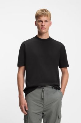 T-shirt oversize in jersey di cotone, Nero