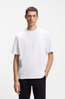 T-shirt oversize in jersey di cotone, Bianco