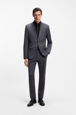 Regular-fit shirt in easy-iron cotton poplin, Black