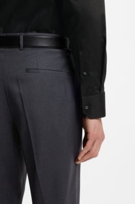 Camicia regular fit in popeline di cotone facile da stirare, Nero