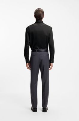 Regular-fit shirt in easy-iron cotton poplin, Black