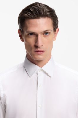 Regular-fit shirt in easy-iron cotton poplin, White