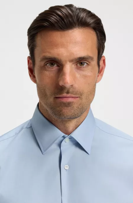 Regular-fit shirt in easy-iron cotton poplin