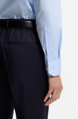 Regular-fit shirt in easy-iron cotton poplin, Light Blue