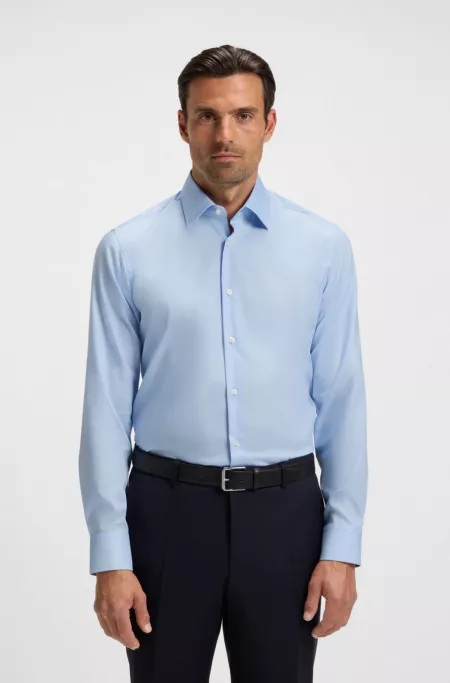 Regular-fit shirt in easy-iron cotton poplin