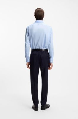 Regular-fit shirt in easy-iron cotton poplin, Light Blue