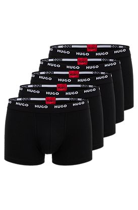Five-pack of stretch-cotton trunks with logo waistbands