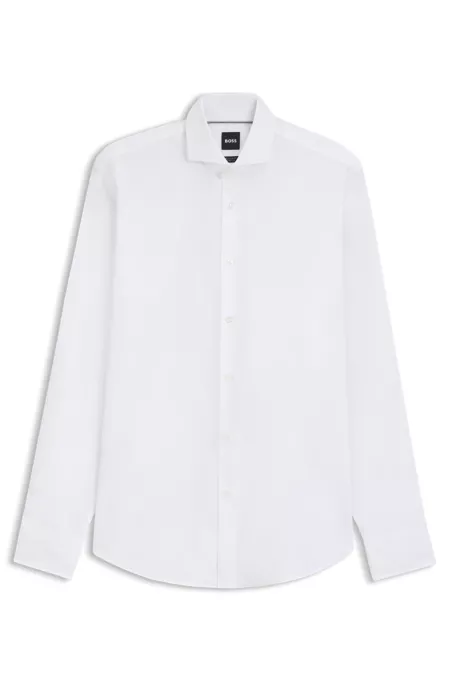 Regular-fit stretch-twill formal business shirt