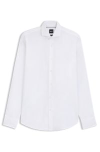 Regular-Fit Twill-Hemd aus Stretch-Baumwolle, Wei&szlig;