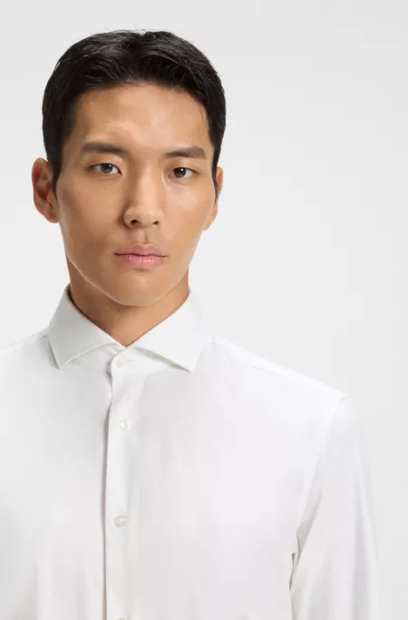 Regular-fit shirt in stretch-cotton twill