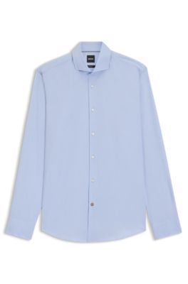 Regular-fit shirt in stretch-cotton twill, Light Blue
