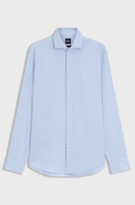 Regular-Fit Twill-Hemd aus Stretch-Baumwolle, Hellblau