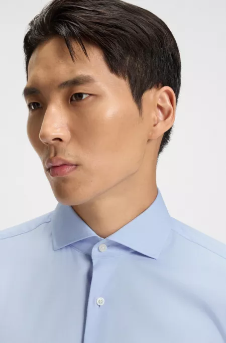 Regular-fit shirt in stretch-cotton twill