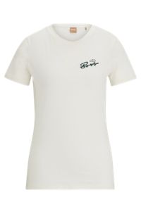 Organic-cotton T-shirt with logo and slogan, White