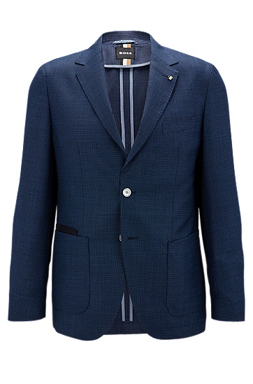 BOSS 博斯常规版型初剪羊毛哔叽面料夹克外套,  438_Bright Blue