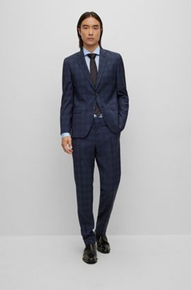 BOSS by HUGO BOSS Slim-fit Suit In A Performance-stretch Wool Blend in Dark Grey Mens Clothing Suits Two-piece suits for Men Black 