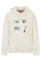 Cotton-terry hoodie with gloss and velvet photographic print, White