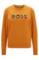Cotton-terry regular-fit sweatshirt with flocked logo, Orange