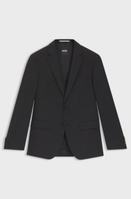Slim-fit jacket in stretch wool, Black