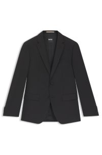Slim-fit jacket in stretch wool, Black