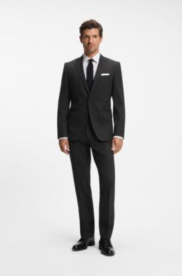 Slim-fit jacket in stretch wool, Black