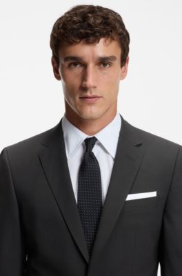 Slim-fit jacket in stretch wool, Black