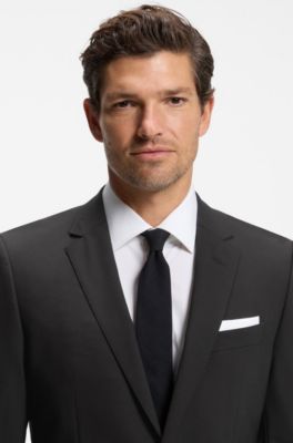 Slim-fit jacket in stretch wool, Black