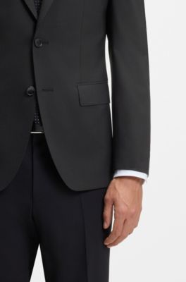 Slim-fit jacket in stretch wool, Black