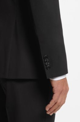 Slim-fit jacket in stretch wool, Black