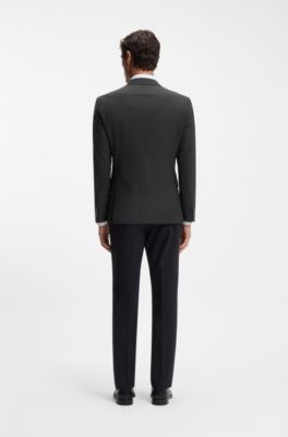 Slim-fit jacket in stretch wool, Black